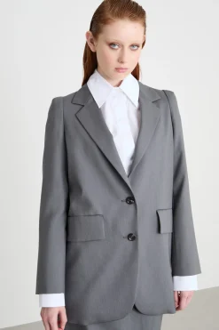 Blazer lungo con tasche - Grigio