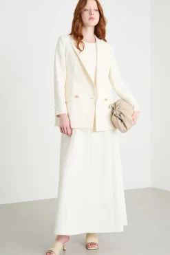 Blazer lungo in raso opaco - Bianco