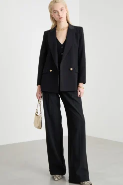 Blazer lungo in raso opaco - Nero