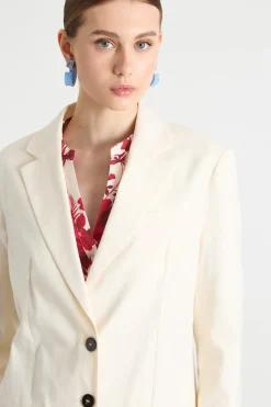 Blazer lungo in stuoia - Bianco