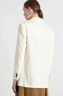 Blazer lungo in stuoia - Bianco