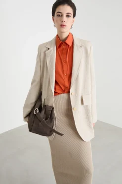 Blazer lungo in tela - Beige
