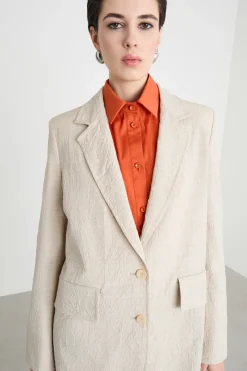 Blazer lungo in tela - Beige
