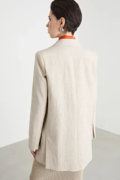 Blazer lungo in tela - Beige