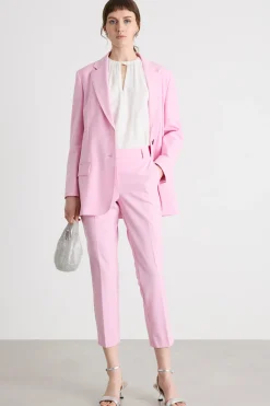 Blazer lungo in tela stretch - Rosa