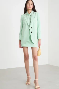 Blazer lungo in tela stretch - Verde