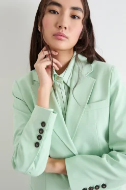 Blazer lungo in tela stretch - Verde