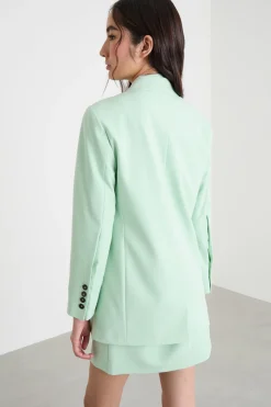 Blazer lungo in tela stretch - Verde
