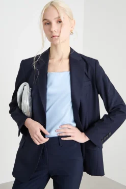 Blazer lungo stretch - Blu
