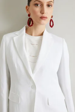 Blazer misto lino - Bianco