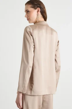 Blazer monopetto con cintura - Beige