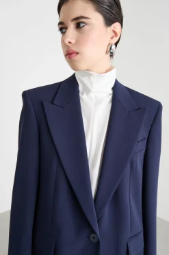 Blazer monopetto in cady - Blu