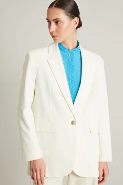 Blazer monopetto in crépe - Latte