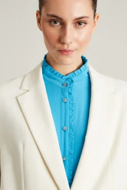 Blazer monopetto in crépe - Latte