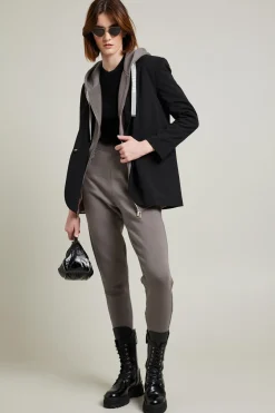 Blazer monopetto in crépe - Nero