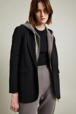 Blazer monopetto in crépe - Nero