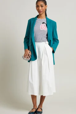 Blazer monopetto in crépe - Petrolio