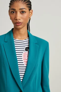 Blazer monopetto in crépe - Petrolio