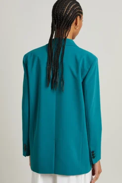 Blazer monopetto in crépe - Petrolio