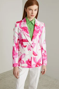 Blazer monopetto in faille - Bianco Fuxia