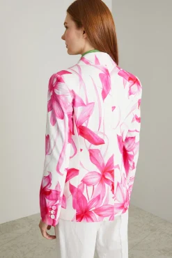 Blazer monopetto in faille - Bianco Fuxia