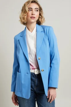 Blazer monopetto in gabardina - Azzurro