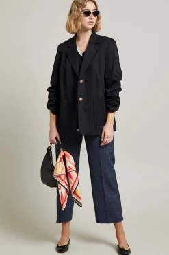 Blazer monopetto in gabardina - Nero