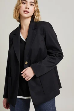 Blazer monopetto in gabardina - Nero