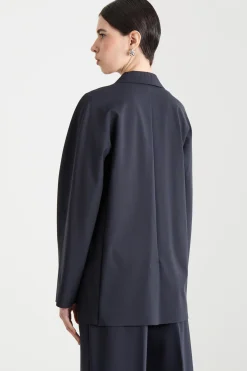 Blazer monopetto in jersey - Blu
