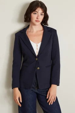 Blazer monopetto in jersey - Blu Notte