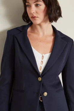 Blazer monopetto in jersey - Blu Notte