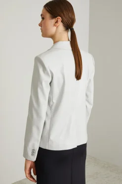 Blazer monopetto in jersey spalmato - Ghiaccio