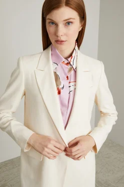 Blazer monopetto in piquet - Avorio