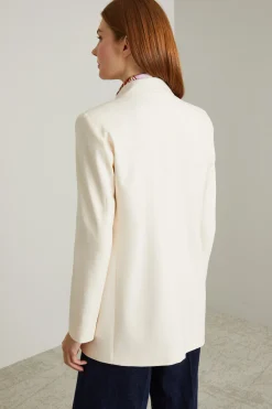Blazer monopetto in piquet - Avorio