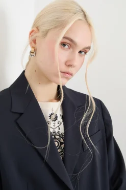 Blazer monopetto in tela - Blu