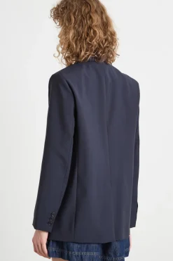Blazer monopetto in tela - Blu