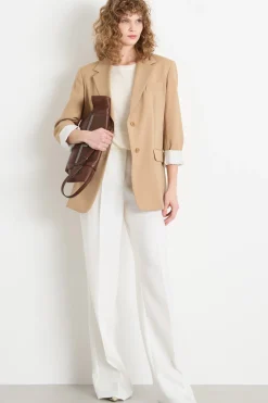 Blazer monopetto in tela - Cammello