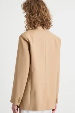 Blazer monopetto in tela - Cammello
