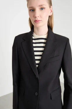 Blazer monopetto in tela - Nero