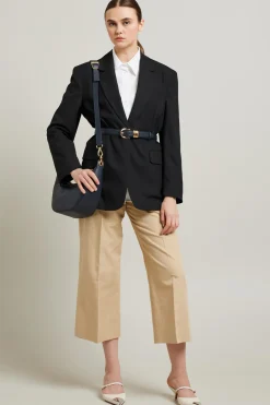 Blazer monopetto in tela - Nero