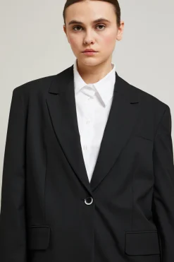 Blazer monopetto in tela - Nero