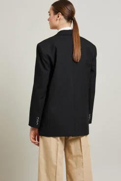 Blazer monopetto in tela - Nero