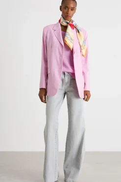 Blazer monopetto in tela - Rosa