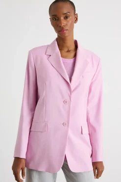 Blazer monopetto in tela - Rosa