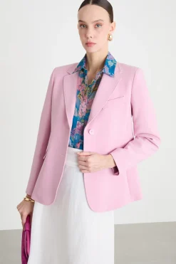 Blazer monopetto in tela - Rosa
