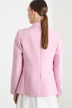 Blazer monopetto in tela - Rosa