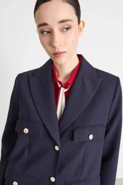 Blazer monopetto in twill - Blu Notte