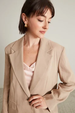 Blazer over in lino - Beige