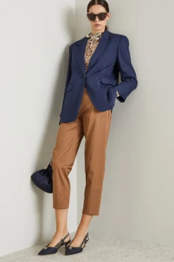 Blazer over in lino - Blu