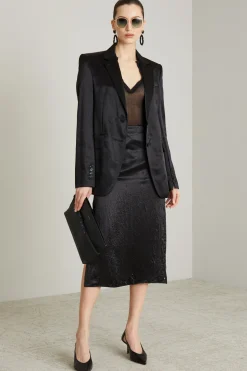 Blazer over in raso - Nero